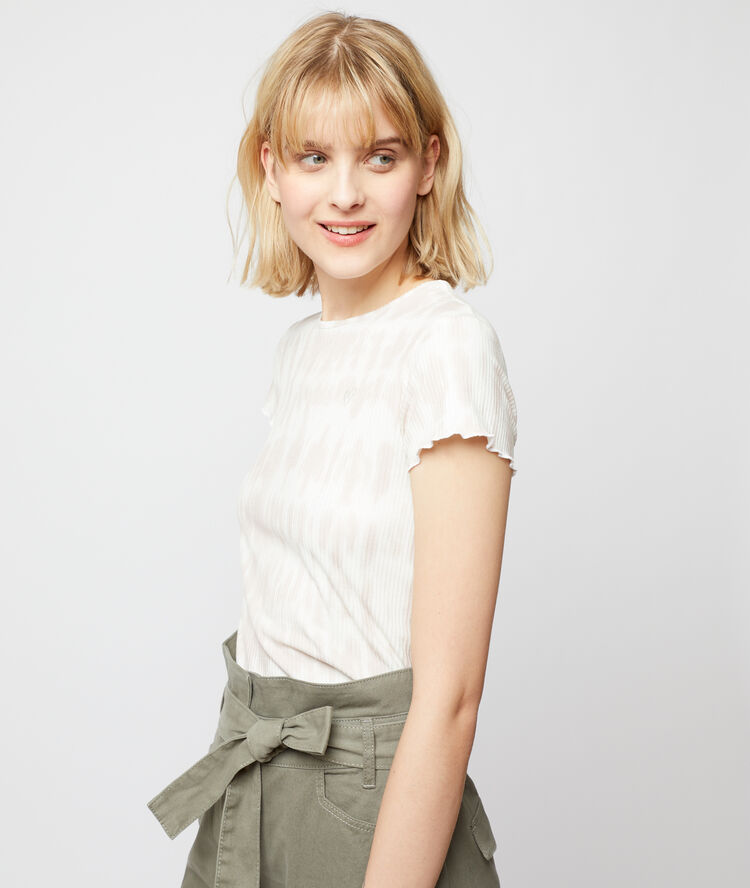 Ribbed t-shirt beige pink.