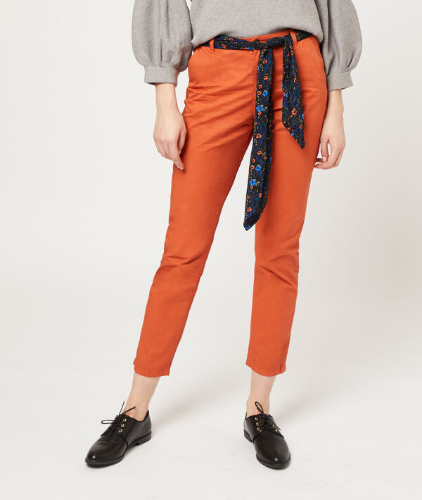 Straight leg trousers with scarf belt Straight leg trousers with scarf belt
