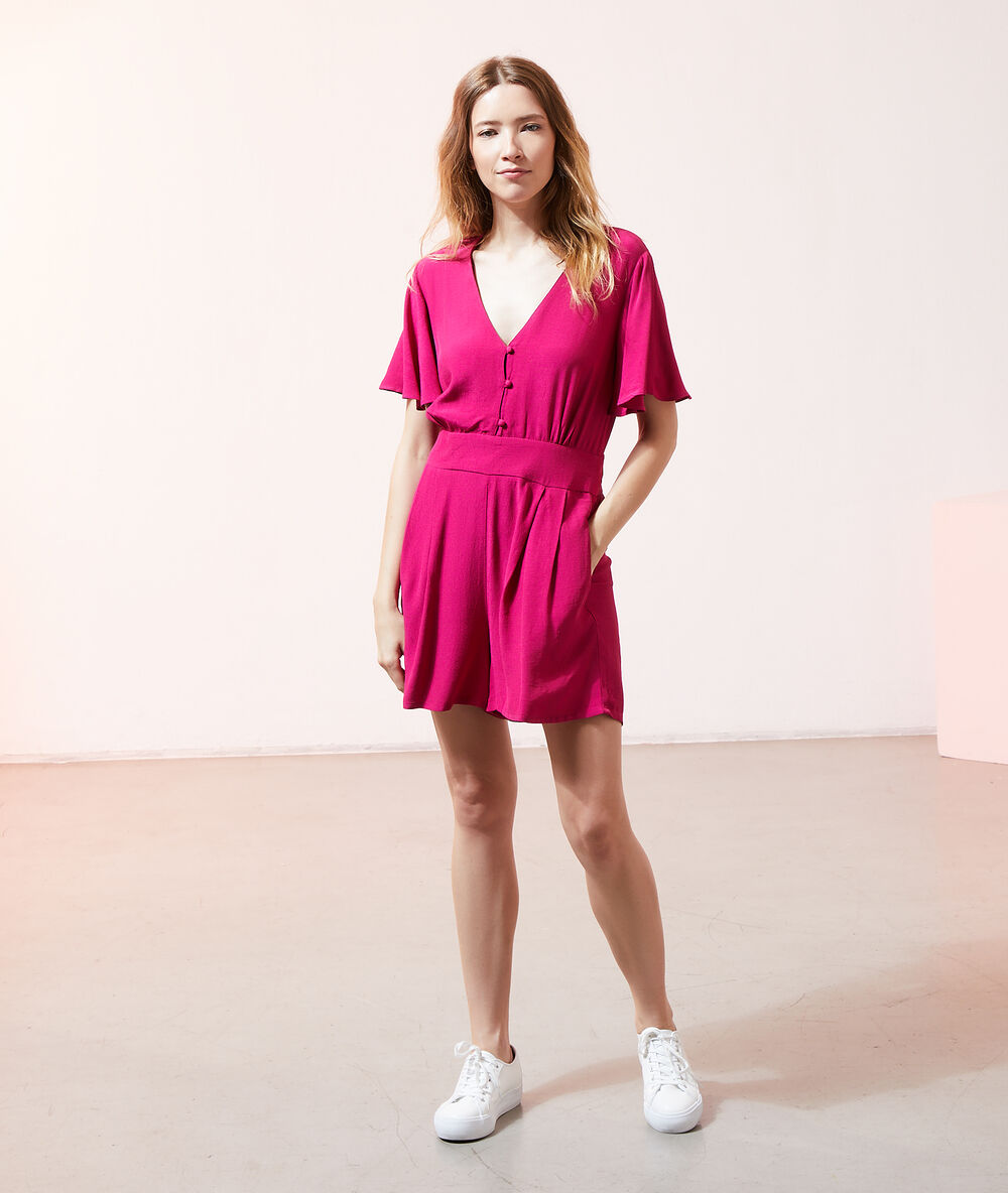 Combishort dos ouvert framboise.
