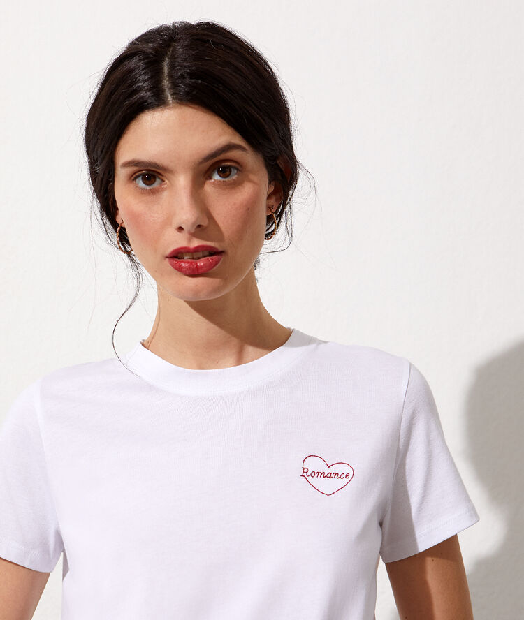 Romance' embroidered t-shirt white.