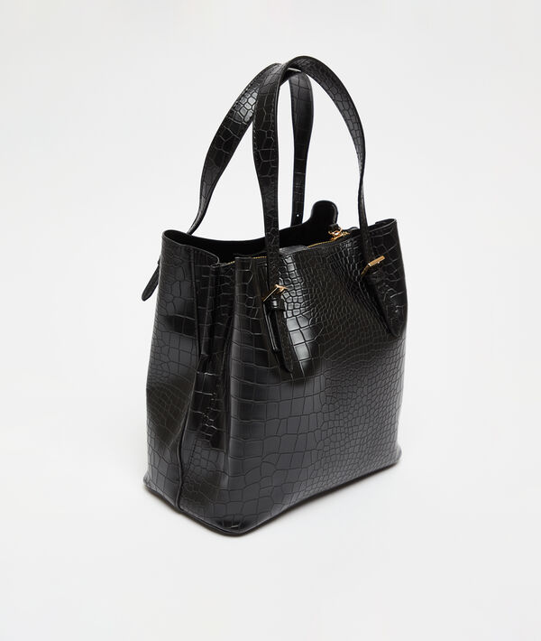 Download Tote bag in a croc look - - NOIR - ETAM