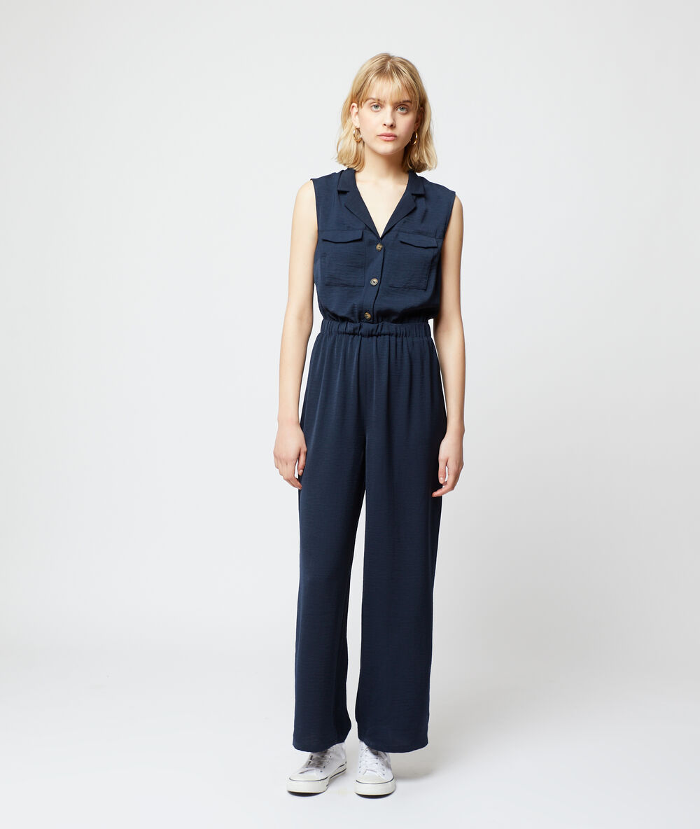 Tailored jumpsuit navy blue.