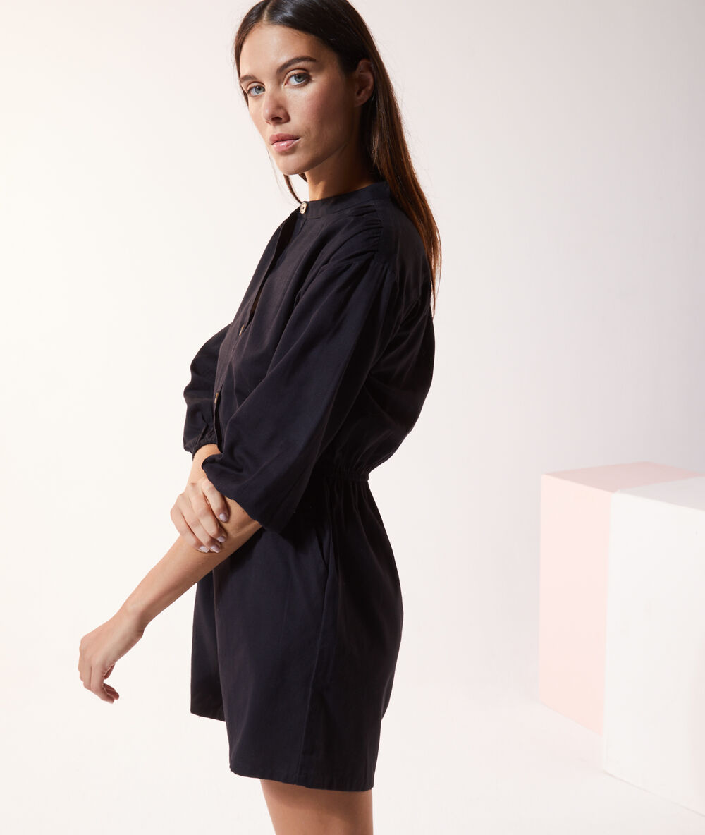 3/4 sleeves playsuit black.