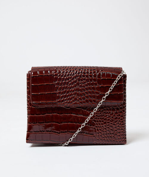Sac besace effet croco chocolat.