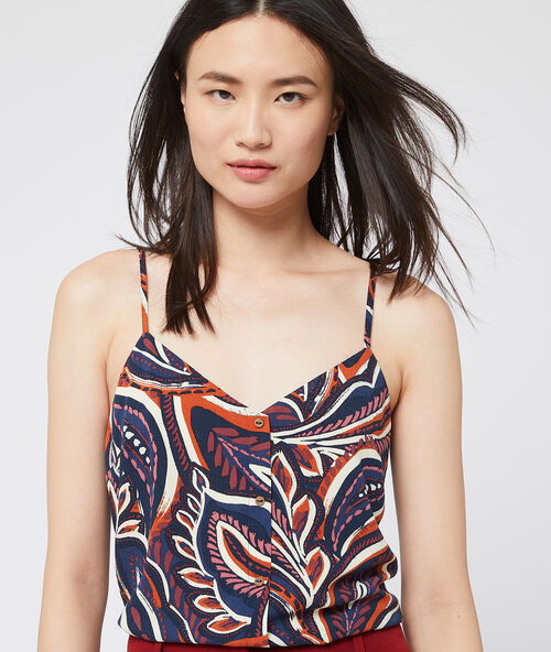 Floral print cami top cobalt blue.