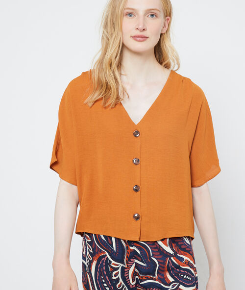 V neck blouse with buttons spice.