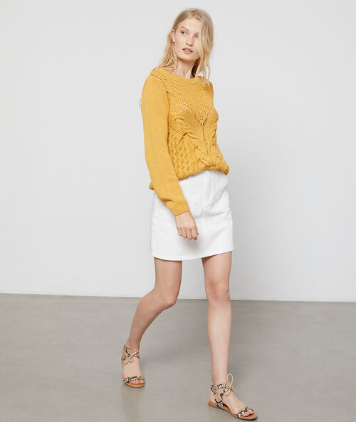 100% cotton cable knit jumper curry.