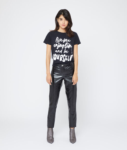 Live free enjoy life and be yourself' cotton t-shirt  black.