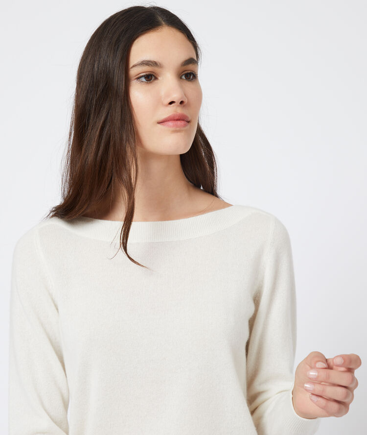 Cashmere boat neck jumper off white.
