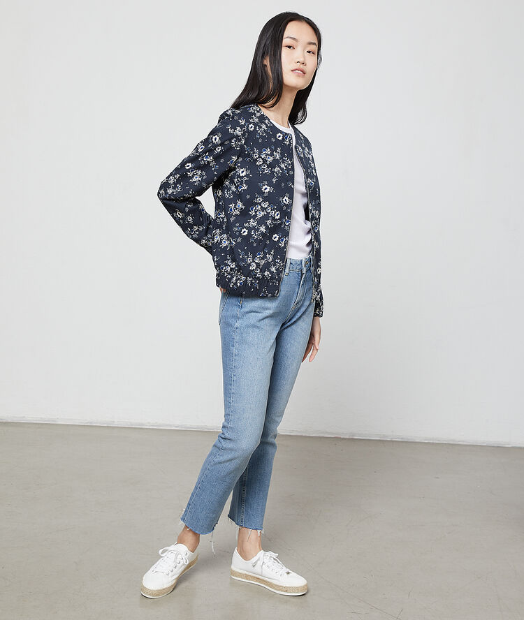Bomber à imprimé fleuri marine.