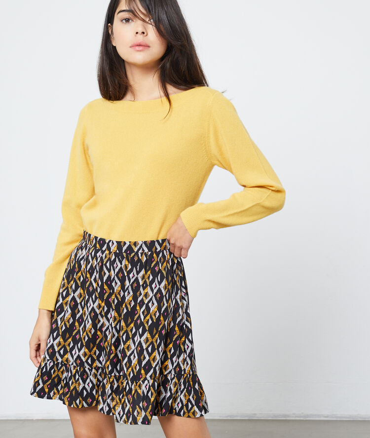 Cashmere boat neck jumper ochre.