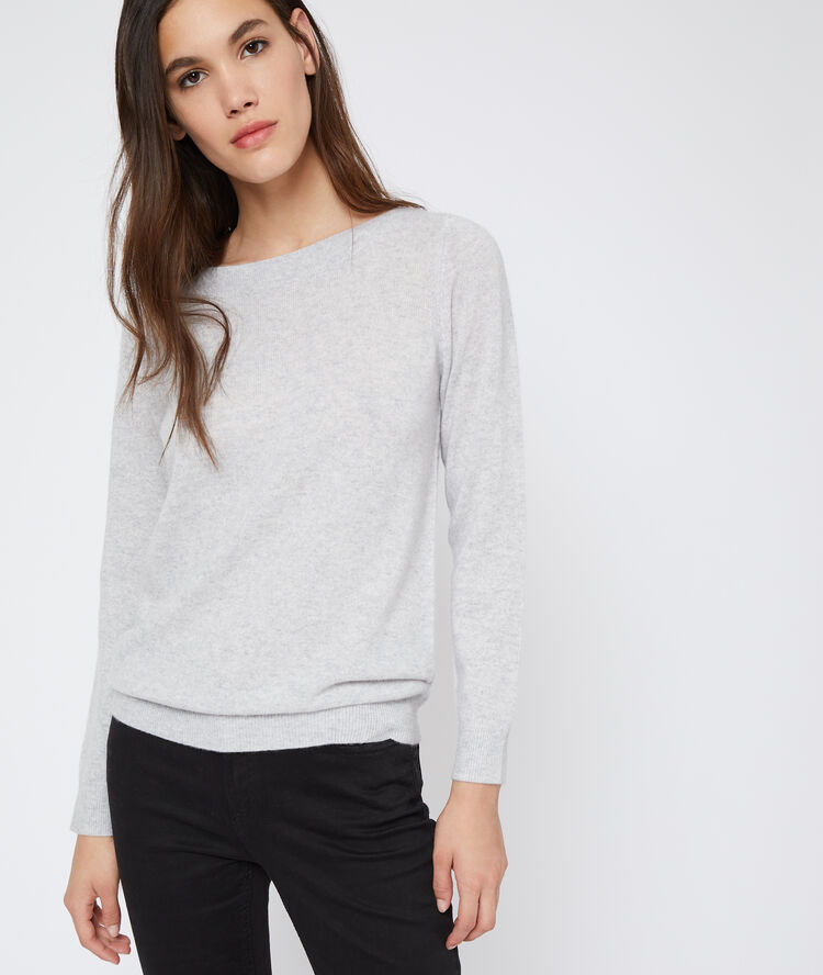 Boatneck cashmere jumper light grey marl.