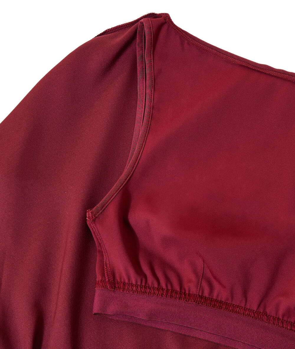 Robe midi satinée 2 en 1 - brassière intégrée prune.