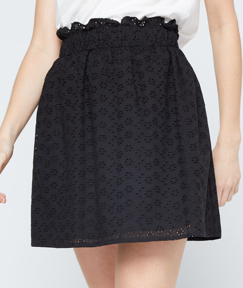 Broderie cotton skirt black.