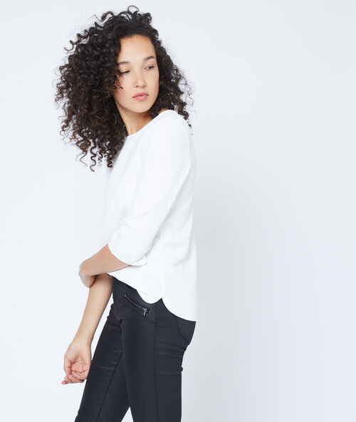 Sweat-shirt &agrave; col rond ecru.