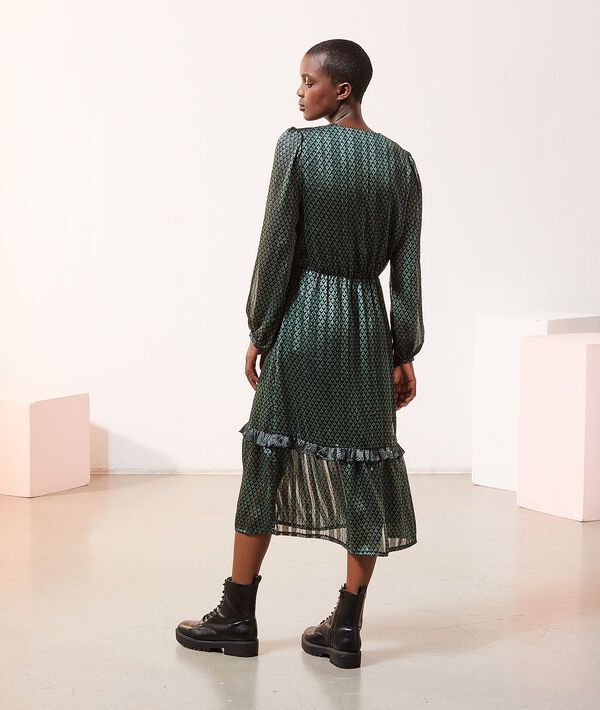 Robe longue cache-cœur imprimé géométrique Robe longue cache-cœur imprimé géométrique