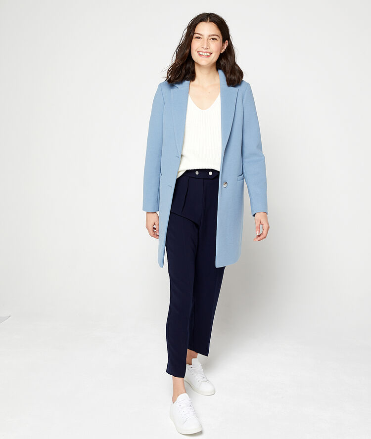Coat in a straight cut blue sky.