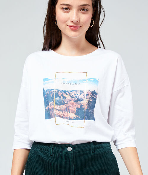 T-shirt s&eacute;rigraphie en coton bio blanc.