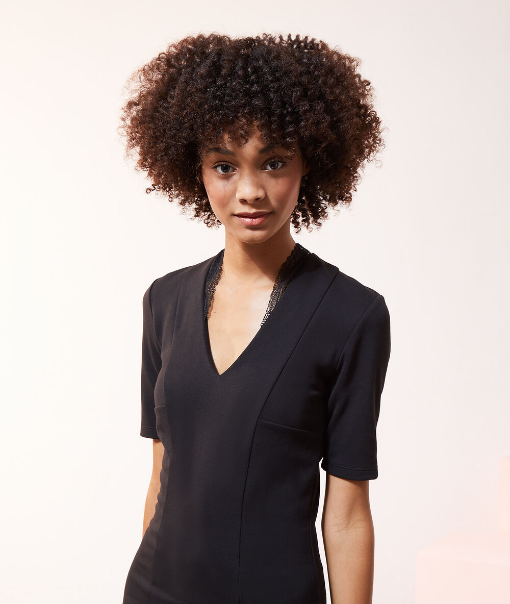 Robe zippée au dos 2 en 1 - brassière intégrée noir.