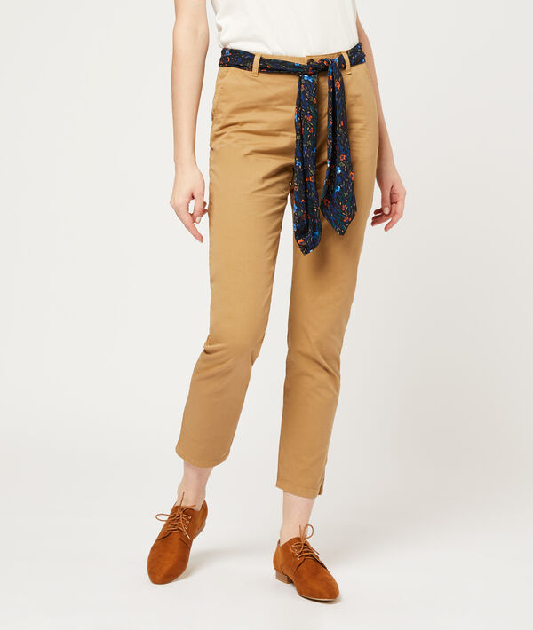 Straight leg trousers with scarf belt Straight leg trousers with scarf belt