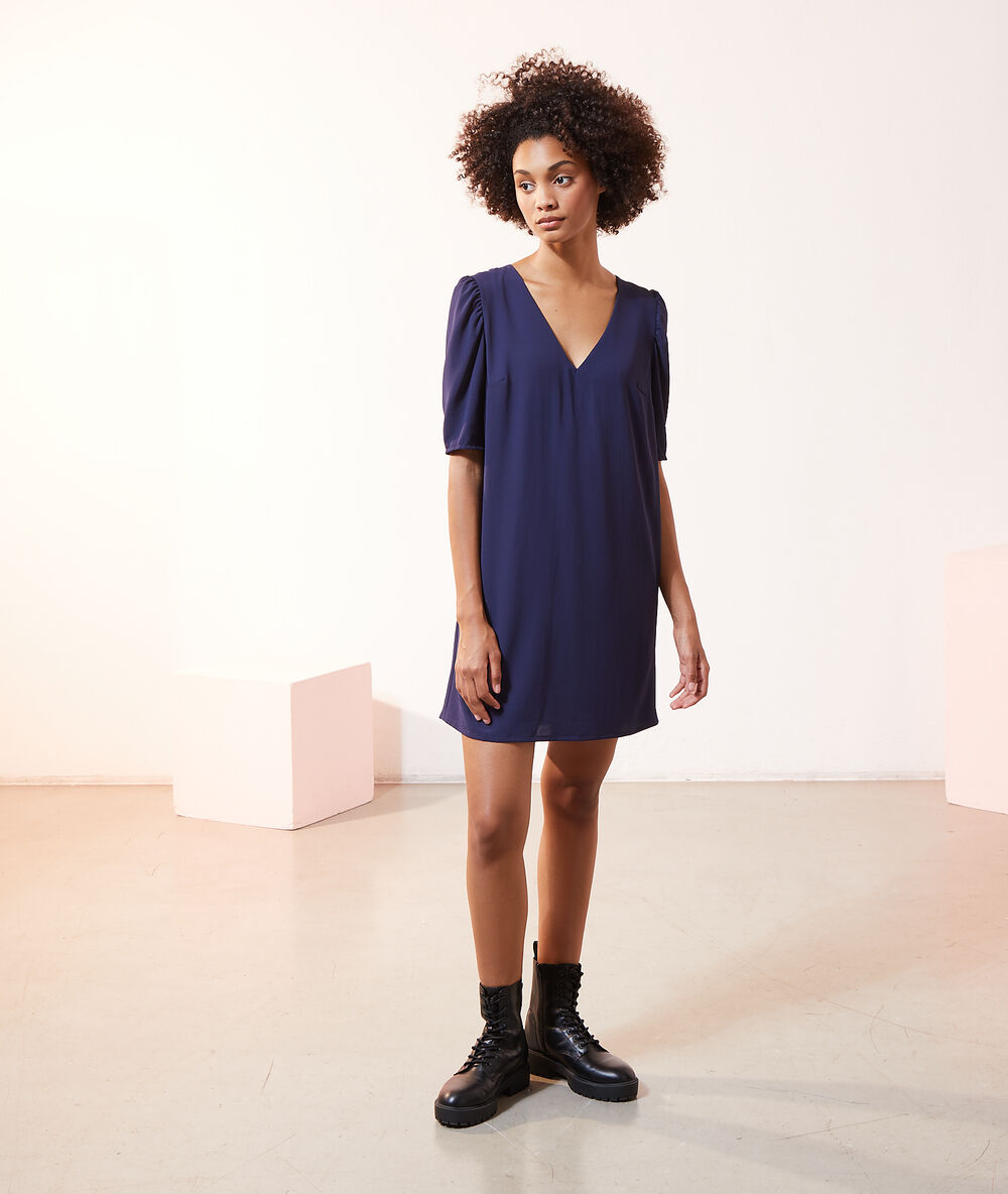 2 in 1 straight cut dress - with an integrated bralette navy blue.