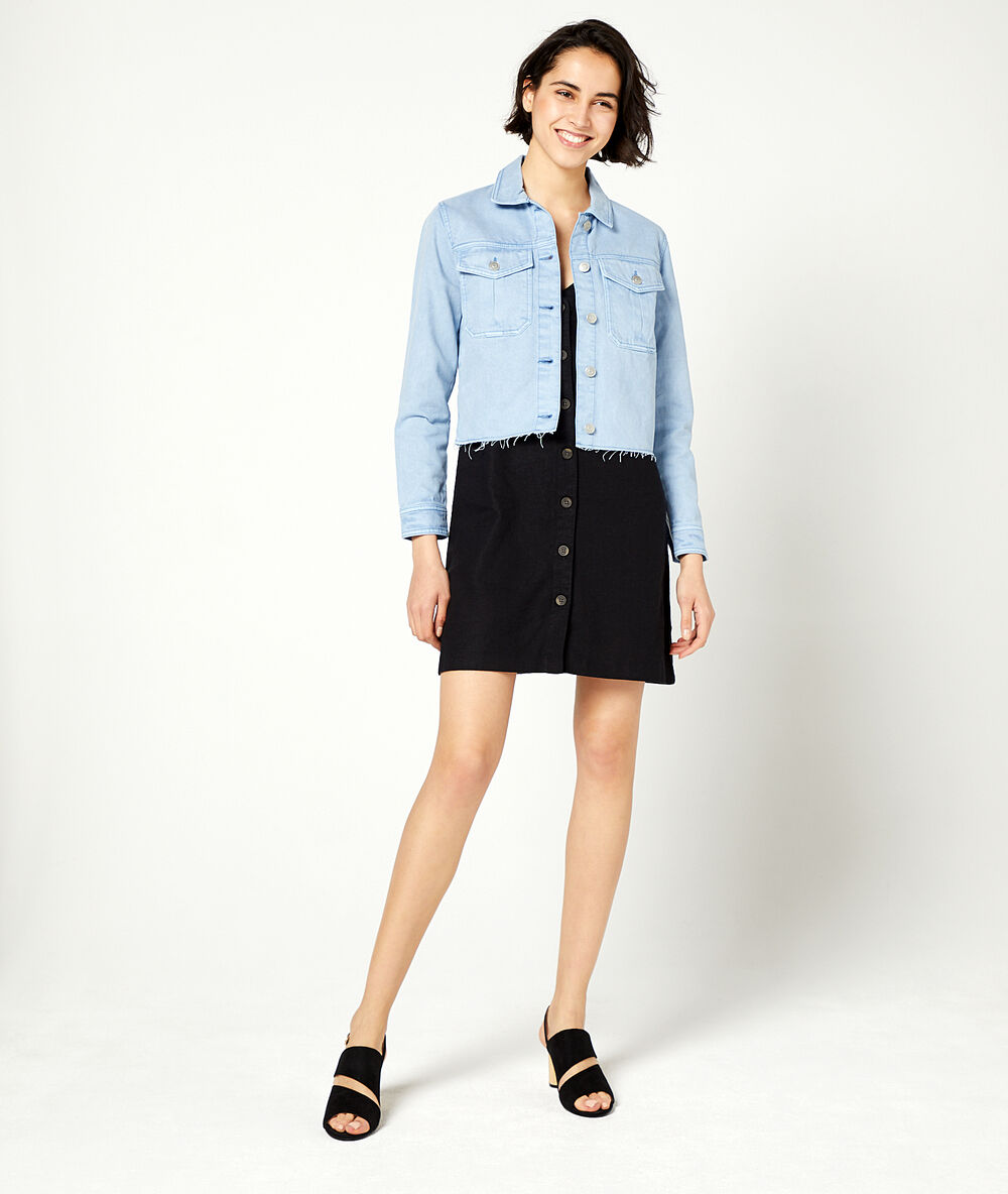 Denim jacket blue sky.