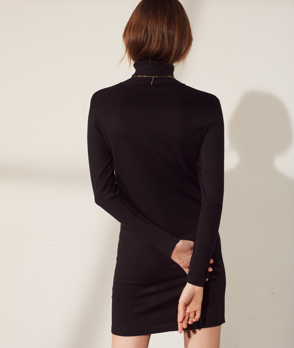 Turtleneck jumper dress black.