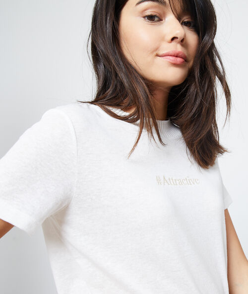 T-shirt "attractive" en coton creme.