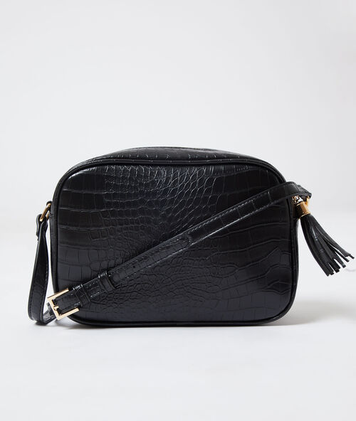 Messenger bag in croc effect  black.