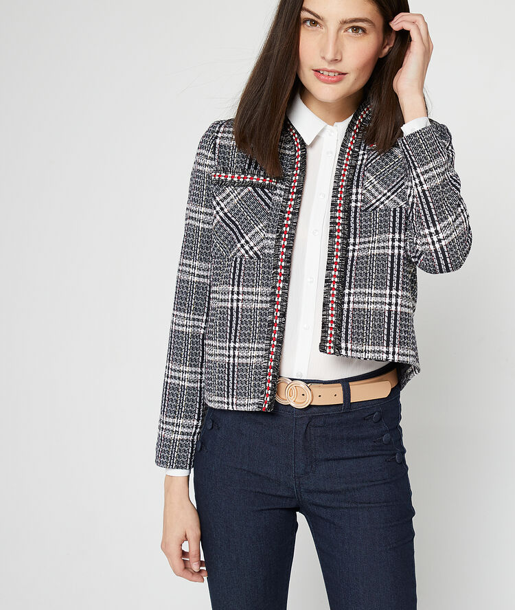 Suit jacket in tweed effect black.