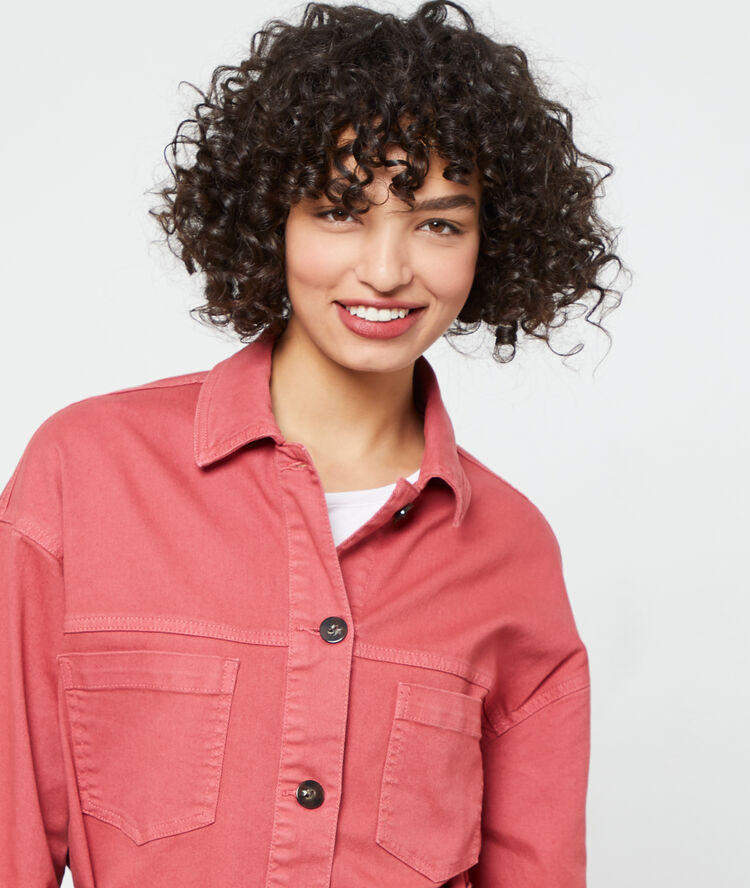 Belted jacket raspberry.