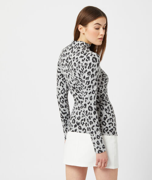 Leopard print top medium marl grey.