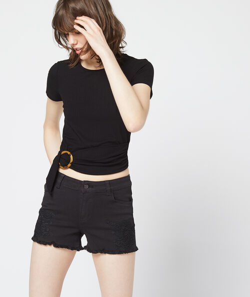 T-shirt with buckle detail black.