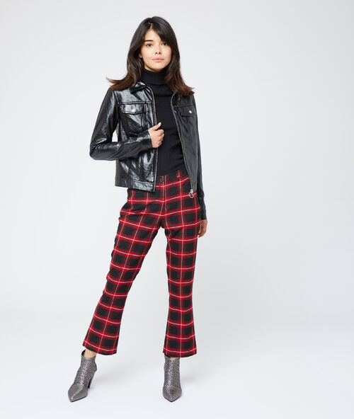 Patent biker jacket black.