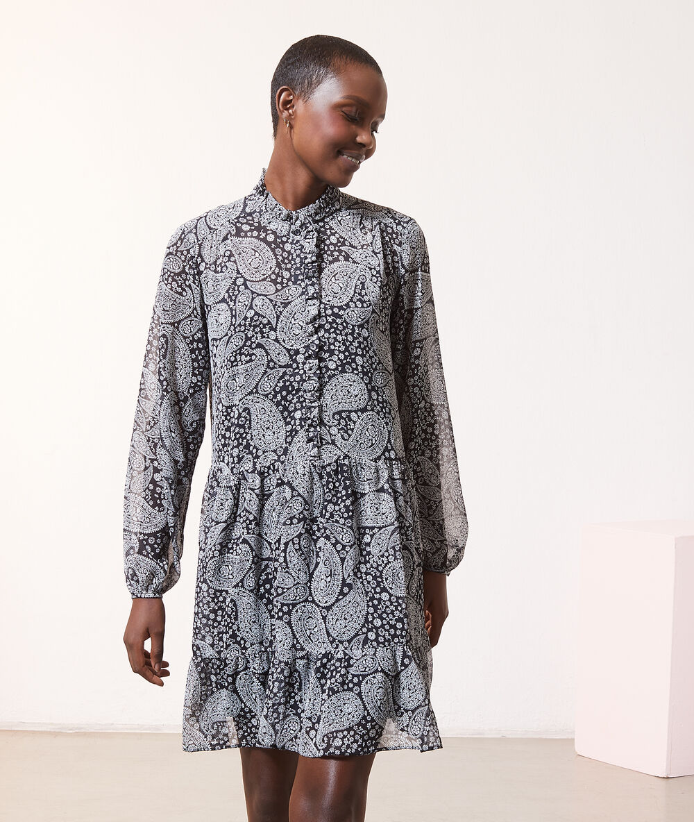 Robe chemise imprimé noir.