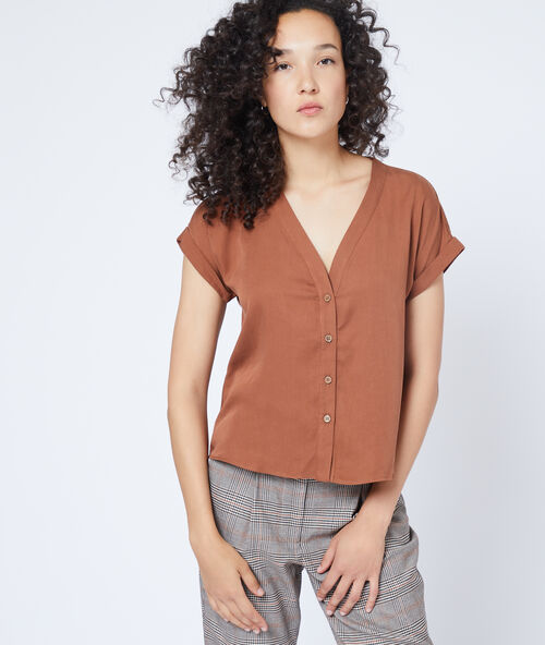 Blouse boutonn&eacute;e en tencel&reg; savane.
