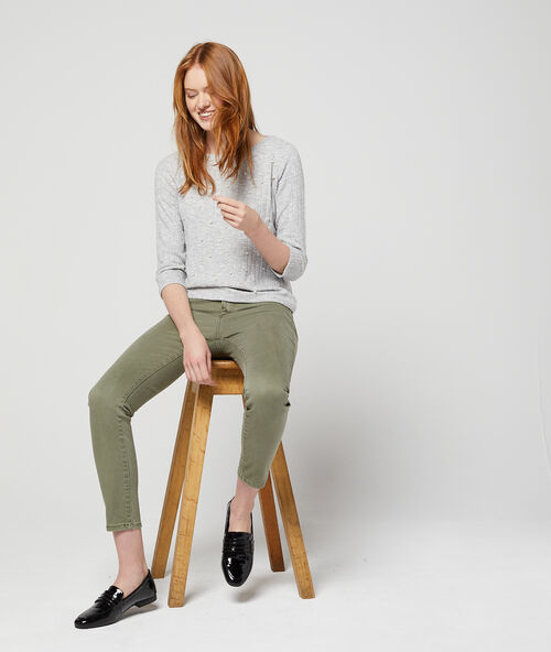 Ribbed t-shirt in pearls light grey marl.