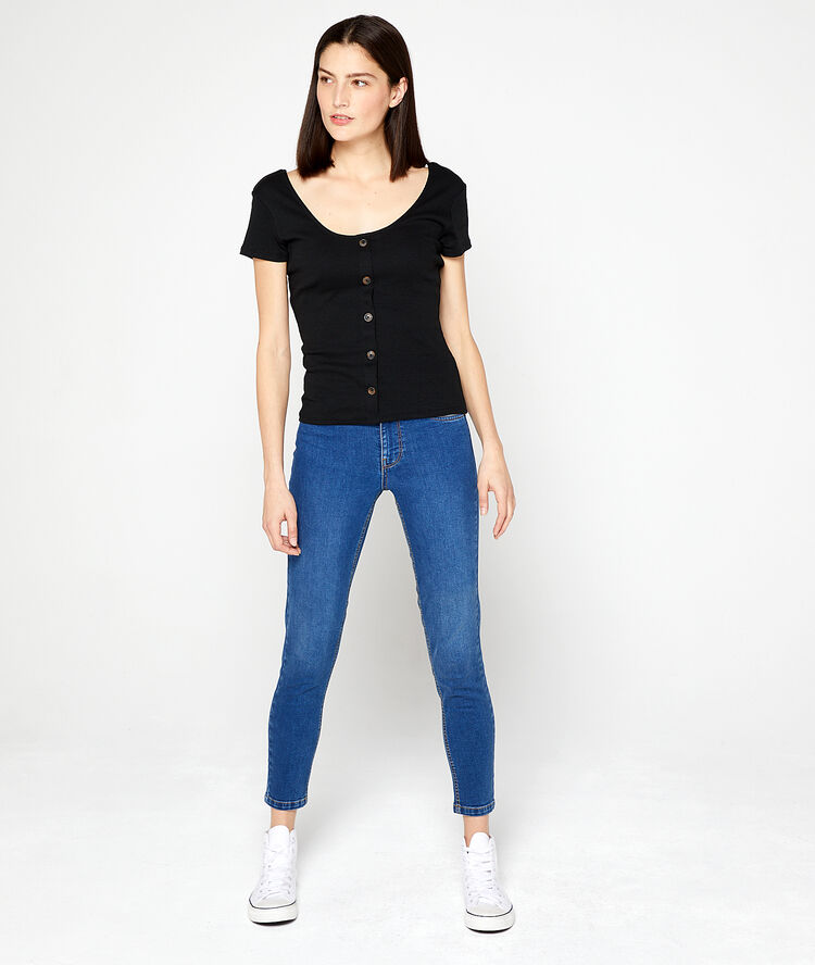 Button through t-shirt black.