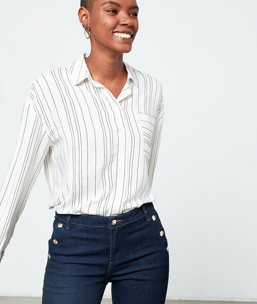 Chemise &agrave; rayures creme.