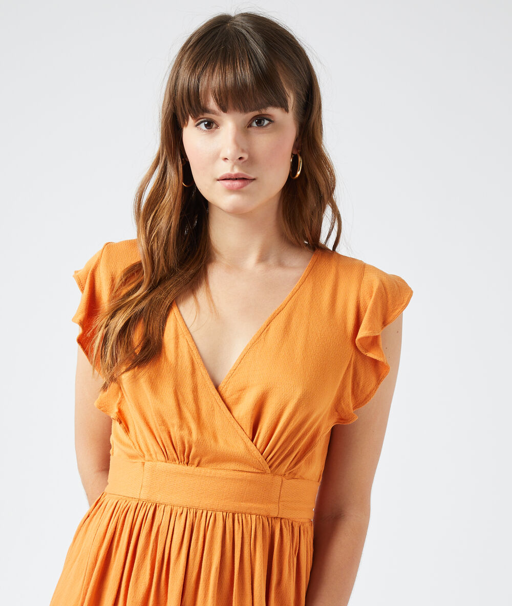 Wrap dress pink beige.