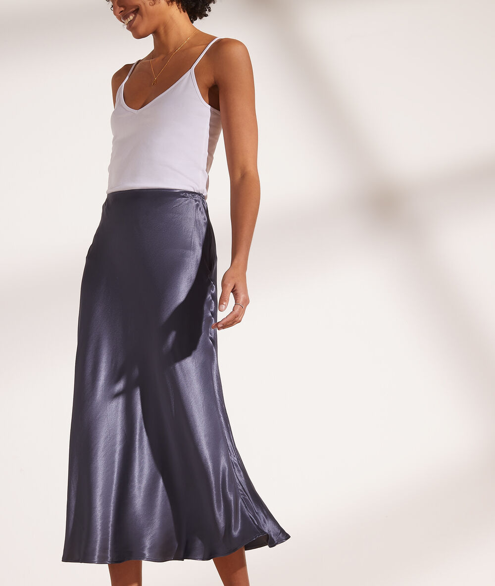 Satin midi skirt charcoal.