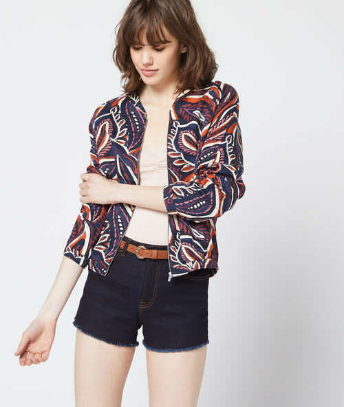 Floral print bomber cobalt blue.