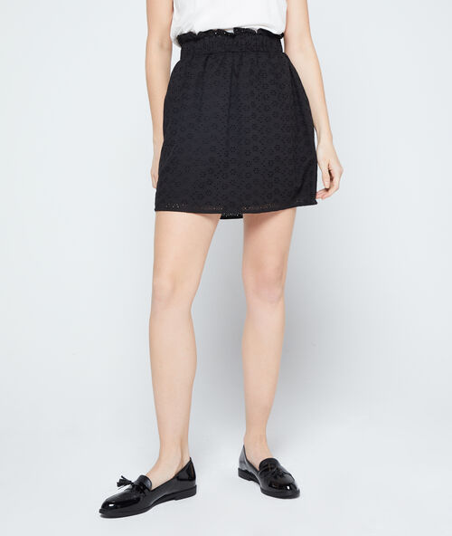 Broderie cotton skirt black.