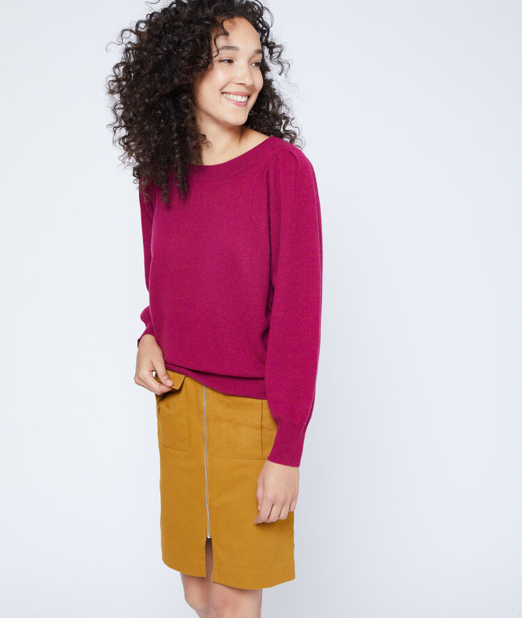 Cashmere jumper with balloon sleeve purple.