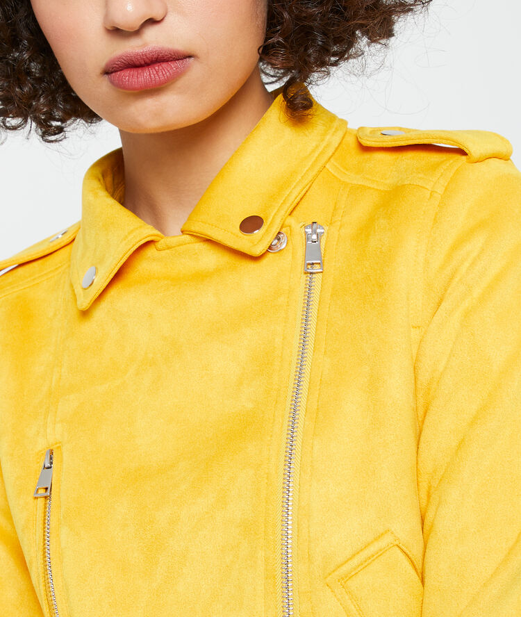 Biker jacket in suede effect honey.