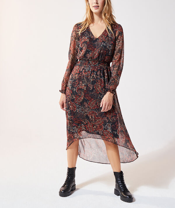Robe longue fluide smockée imprimé fleuri Robe longue fluide smockée imprimé fleuri