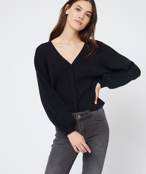 Balloon sleeve jumper black.