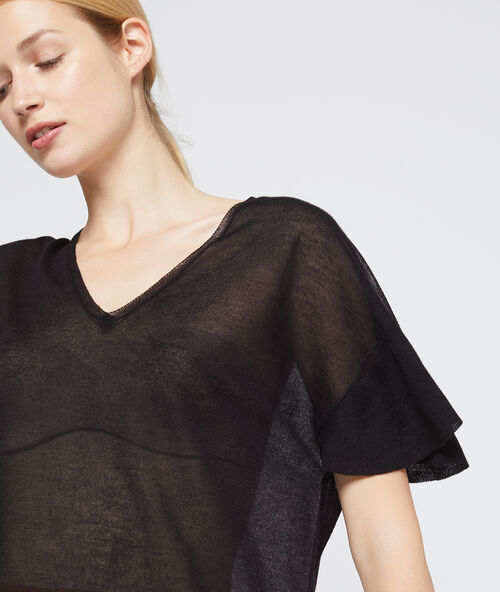 Fine knit t-shirt with sheer effect  black.