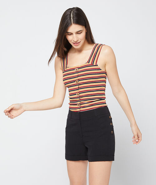 Tencel&reg; shorts with button detail black.