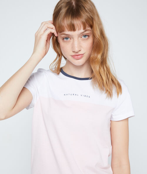 Cotton 'natural vibes' t-shirt light pink.